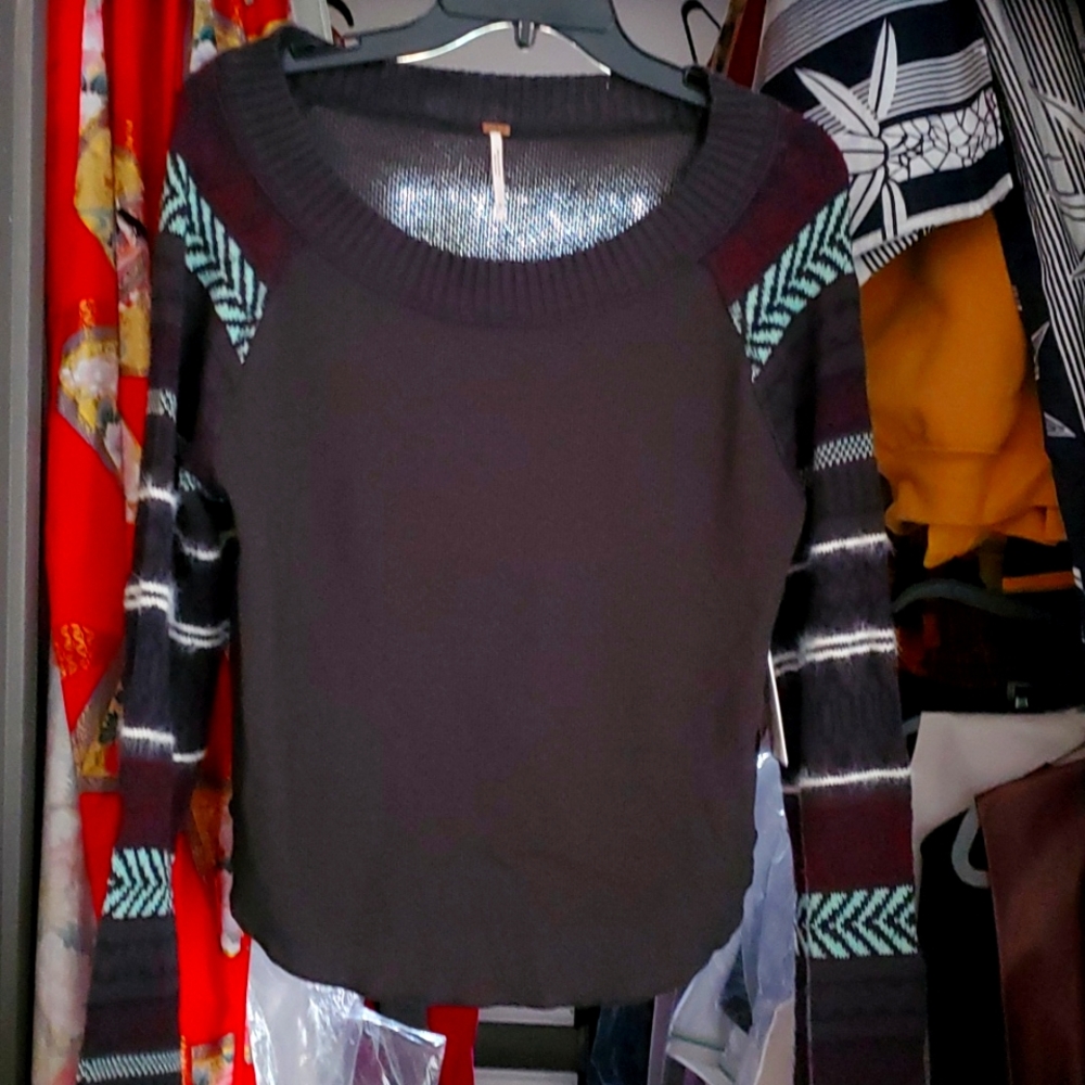 Free people Washed Black Combo Sweater